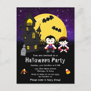 Halloween Extravagant Dress Party Vampires Lila Postkarte