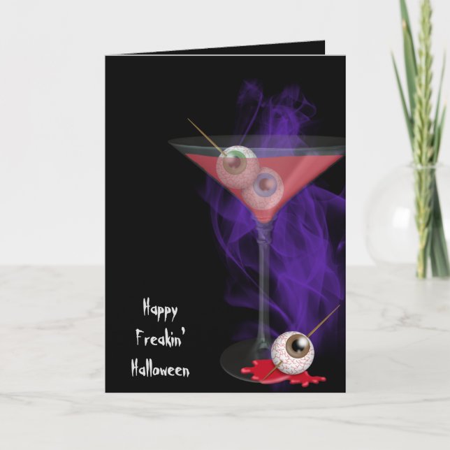 Halloween Eyeball Martini Drink mit Rauch Karte (Vorderseite)
