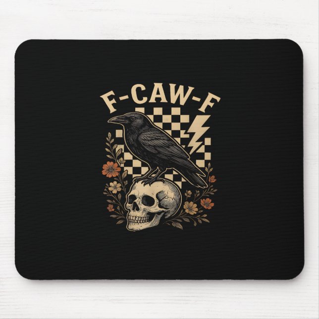 Halloween F-Caw-F Raven Bird F-Caw-F Crow Checkere Mousepad (Vorne)