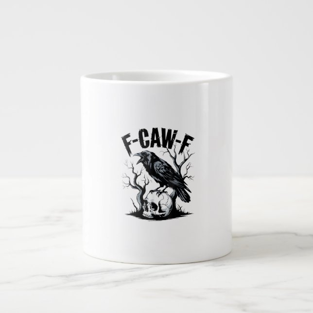 Halloween F-Caw-F Vogel Krähe Frauen Männer Retro  Jumbo-Tasse (Vorderseite)