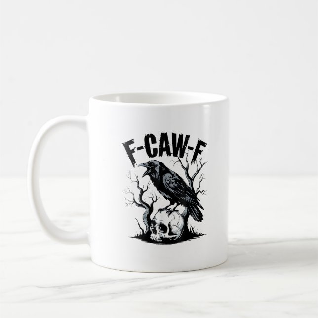 Halloween F-Caw-F Vogel Krähe Frauen Männer Retro  Kaffeetasse (Links)
