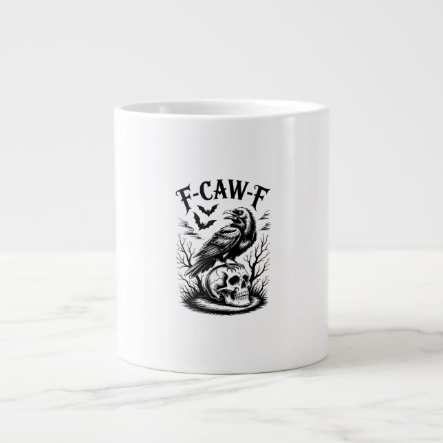 Halloween F-Caw-F Vogel Krähe Frauen Männer Trendy Jumbo-Tasse (Vorderseite)