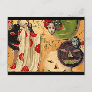 Halloween Faces - Art Déco Postkarte