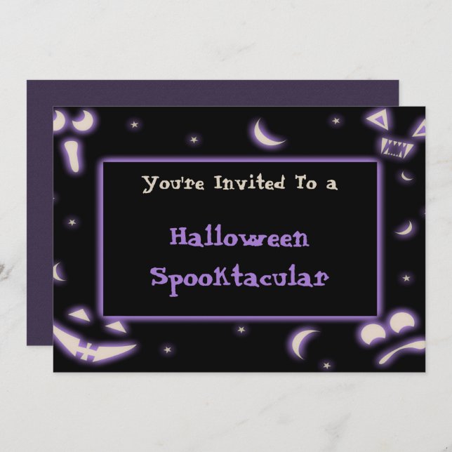 Halloween Faces Einladung (Vorne/Hinten)