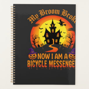 Halloween-Fahrradbote Hexenbesen zerbrochen Desi Planer