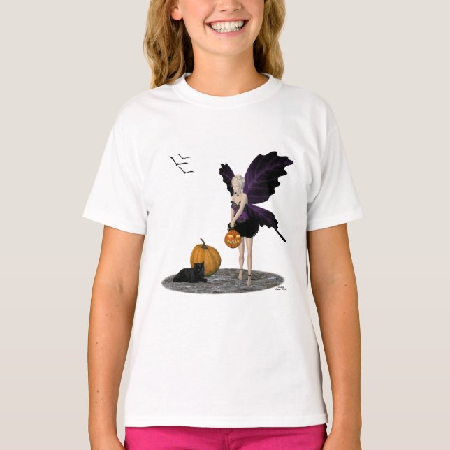 Halloween Fairy mit Pumpkin Girls T - Shirt (Vorderseite)