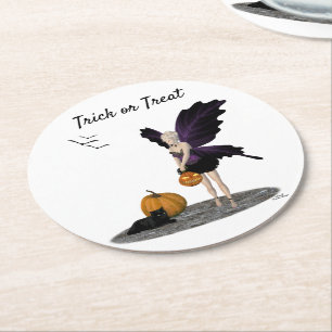Halloween Fairy mit Pumpkins Paper Untersetzer