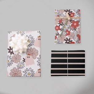 Halloween Fall Floral Pastel gefärbt Geschenkpapier Set