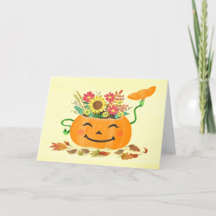 Halloween Fall Floral Pumpkin Feiertagskarte