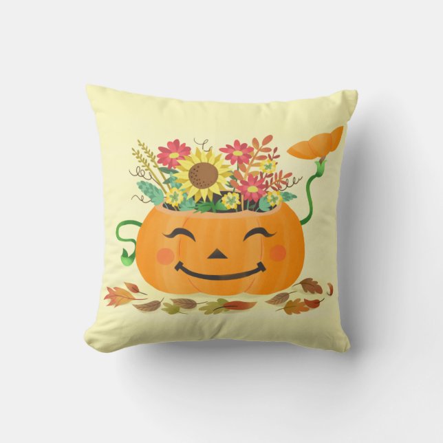 Halloween Fall Floral Pumpkin Kissen (Vorderseite)