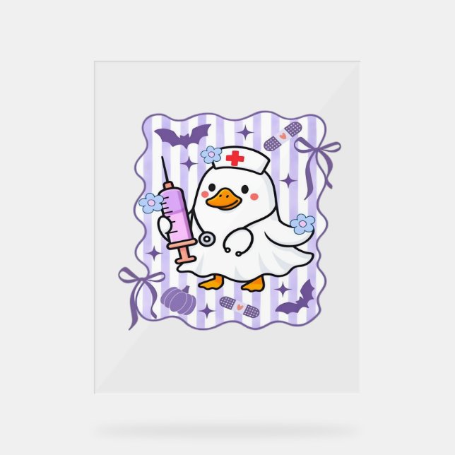 Halloween Fall Lila Coquette Goose Nurse Aesthet Acrylschild (Vorderseite)