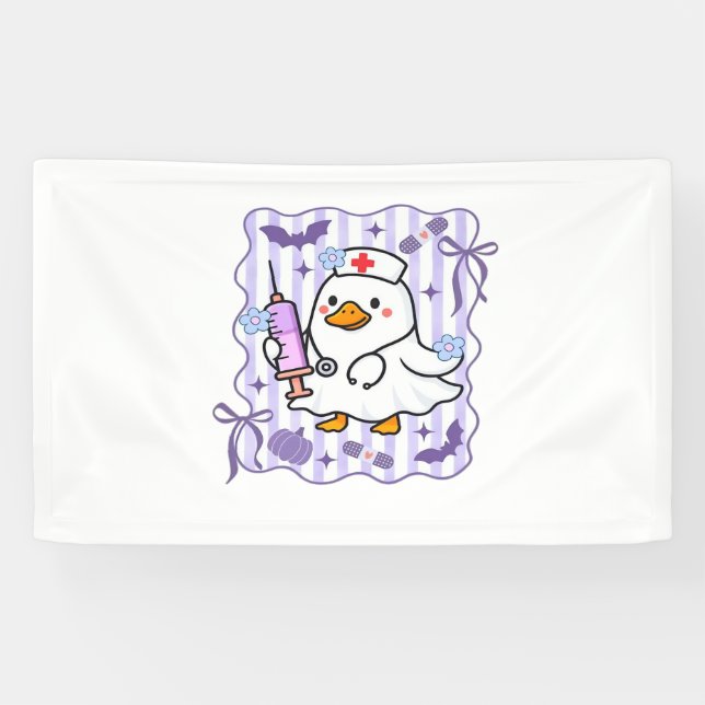 Halloween Fall Lila Coquette Goose Nurse Aesthet Banner (Horizontal)