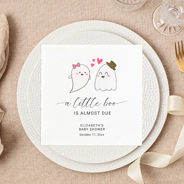 Halloween Fall Little Boo Baby Dusche QR Code Serviette (Von Creator hochgeladen)