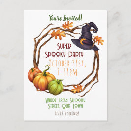 Halloween Fall Party Einladung Pumpkin Hexe Postkarte