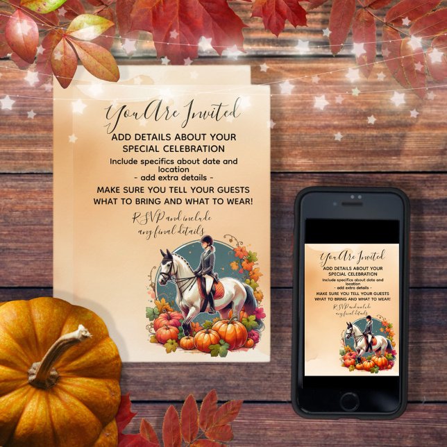 Halloween Fall Reittier Einladung (Enjoy this totally customizable equestrian design!)