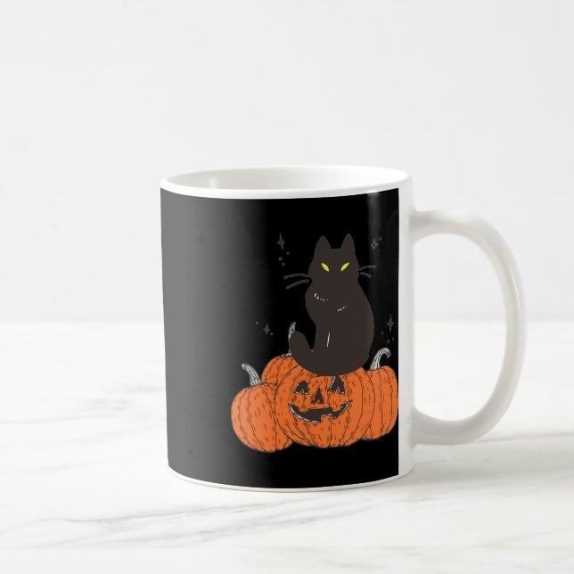 Halloween Fall Spooky Katze mit Kürbis Kaffeetasse (Rechts)