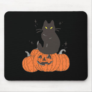Halloween Fall Spooky Katze mit Kürbis Mousepad