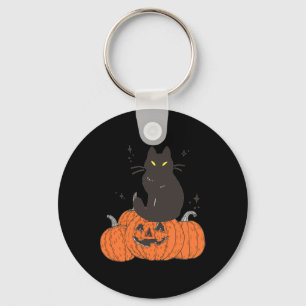 Halloween Fall Spooky Katze mit Kürbis Schlüsselanhänger