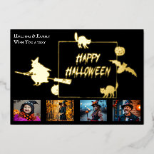 Halloween-Familien-Foto-Collage mit vier Bildern