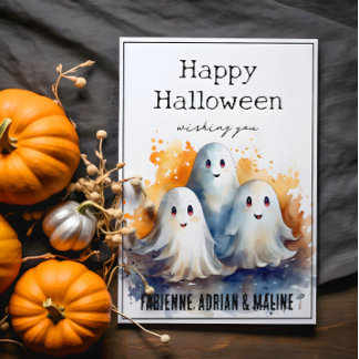 Halloween Familien Grußkarte Gespenster Feiertagskarte