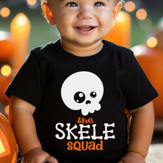 Halloween Family Matching Skele Squad Orange Baby Strampler
