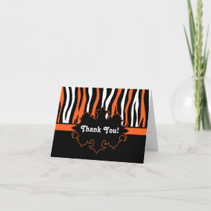Halloween-Farben Zebrastreifen schwarz und orange Dankeskarte