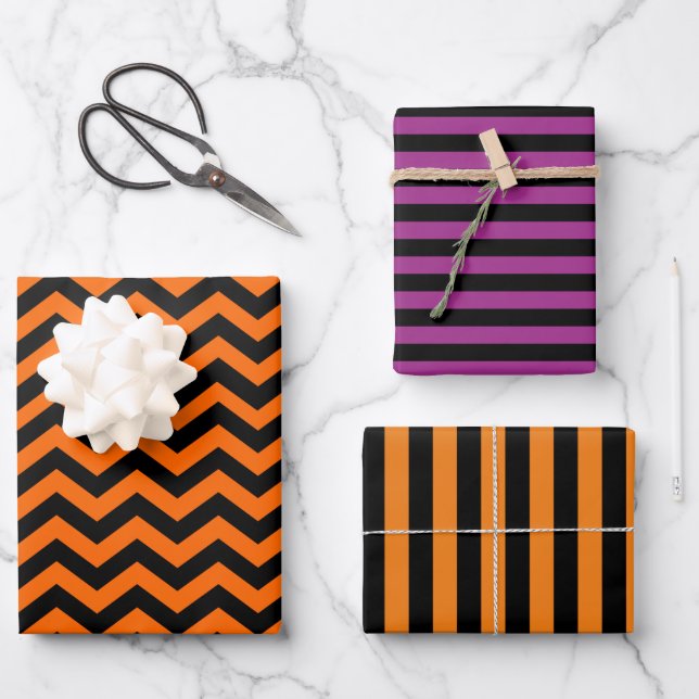 Halloween-Farbenfarben lila Geschenkpapier Set (Vorderseite)
