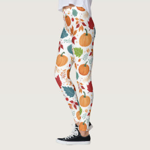 Halloween farbenfrohe Pumpkins und Blätter Leggings