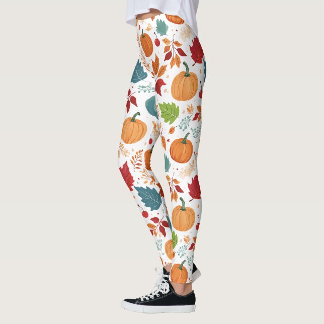 Halloween farbenfrohe Pumpkins und Blätter Leggings (Links)
