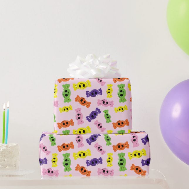 Halloween farbenfrohe Spookkandies Nahtloses Muste Geschenkpapier (Partygeschenke)