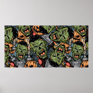 Halloween farbige Elemente nahtloses Muster mit Poster