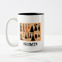 Halloween Fashion Stilvolle Kleider Illustration T Zweifarbige Tasse
