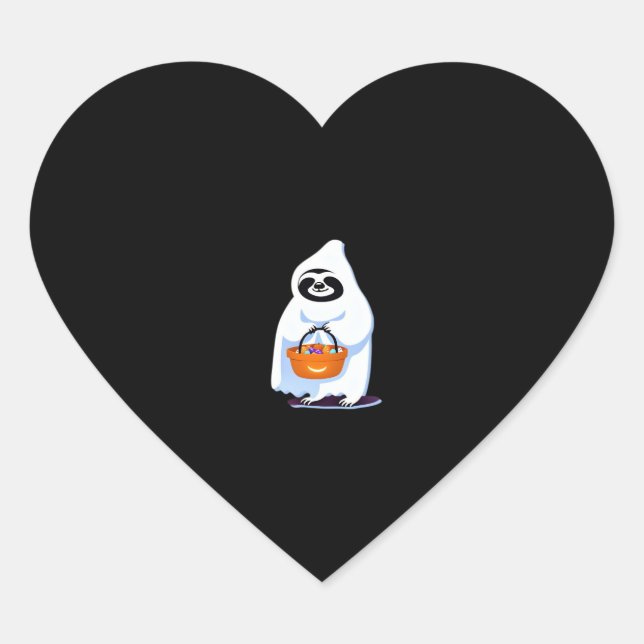 Halloween-Faultier, als Gespenst verkleidet, Trick Herz-Aufkleber (Vorderseite)