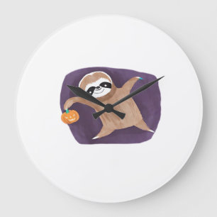 Halloween-Faultier mit Kürbis Classic T-Shirt Große Wanduhr