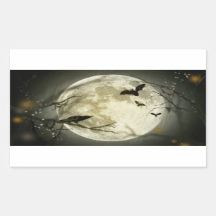 Halloween-Feiertagsgeheimnis mit Märchenmond Rechteckiger Aufkleber