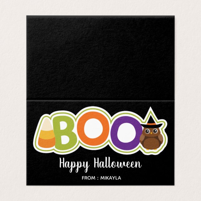 Halloween-Fetisch-Beutel mit bearbeitbarem Namen Visitenkarten (Außenseite Aufgefaltet)