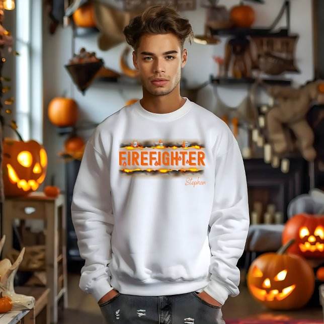 Halloween-Feuerwehrhoodie mit Namen Sweatshirt (Von Creator hochgeladen)