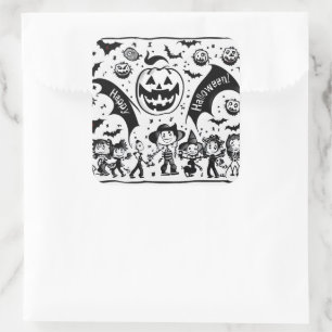 Halloween fiesta quadratischer aufkleber