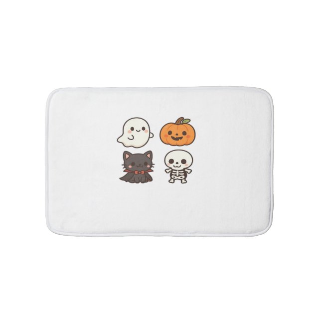 Halloween-Figuren – Geist, Kürbis, schwarze Katze  Badematte (Vorderseite)