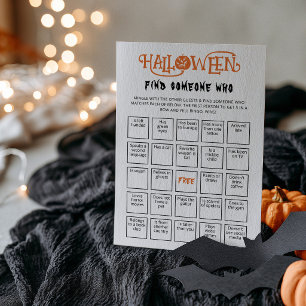 Halloween Finde jemanden, der Spiel Bingo-Kartensp Einladung