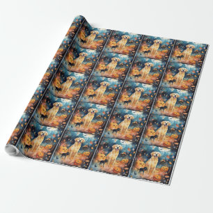 Halloween Finnischer Lappund mit Kürbissen Gruseli Geschenkpapier