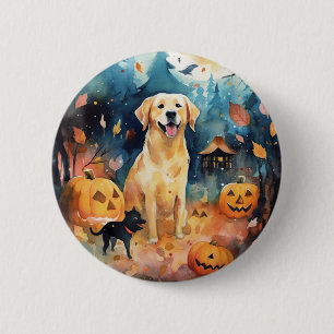 Halloween Finnischer Lappund mit Pumpkins Beängsti Button