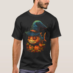 Halloween Fisch Kostüm Gruseliger Skelett Fisch Ha T-Shirt