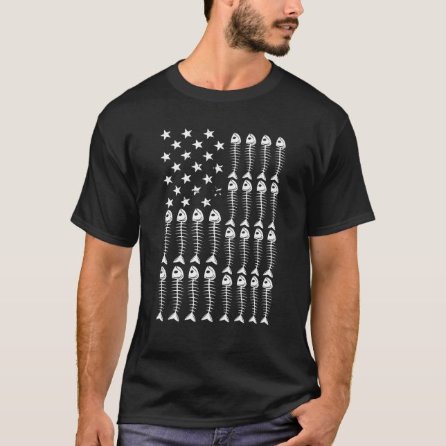 Halloween Fish Bone Skeleton Fischereikostüm Fishe T-Shirt (Vorderseite)