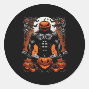 Halloween Fitness Skeleton Workout - Funny Gym Hal Runder Aufkleber