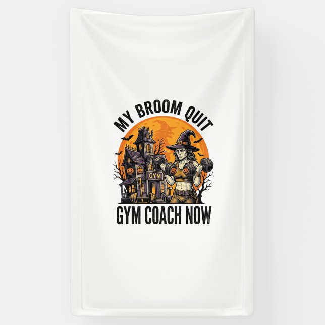 Halloween Fitness-Trainer Hexe Kürbis Workout Gr Banner (Vertikal)
