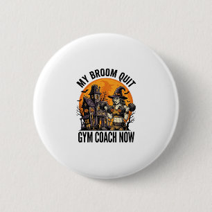 Halloween Fitness-Trainer Hexe Kürbis Workout Gr Button