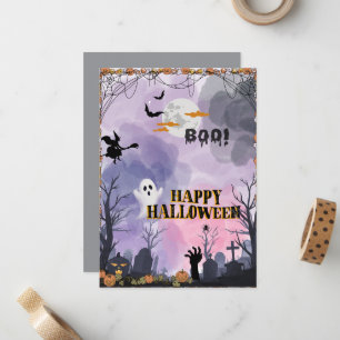 Halloween-Flachkarte - Spooky-Grußkarte Mitteilungskarte
