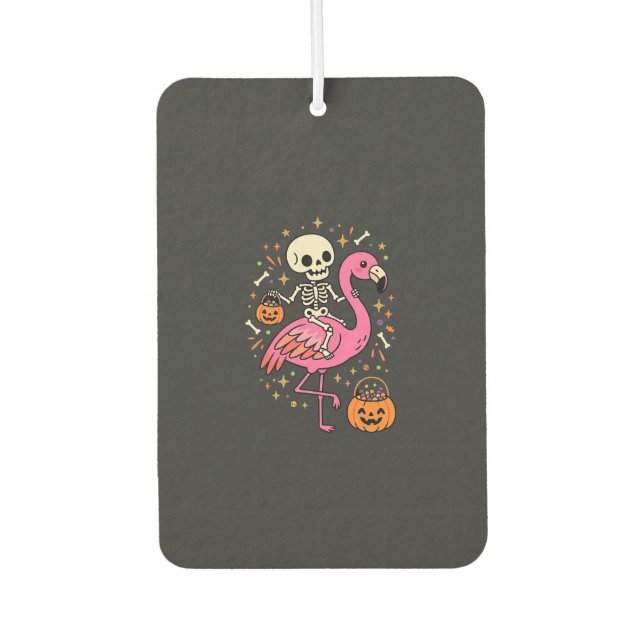 Halloween Flamingo Skelett Candy Eimer Vektor De Autolufterfrischer (Vorderseite)