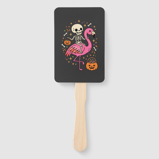 Halloween Flamingo Skelett Candy Eimer Vektor De Fächer (Vorderseite)